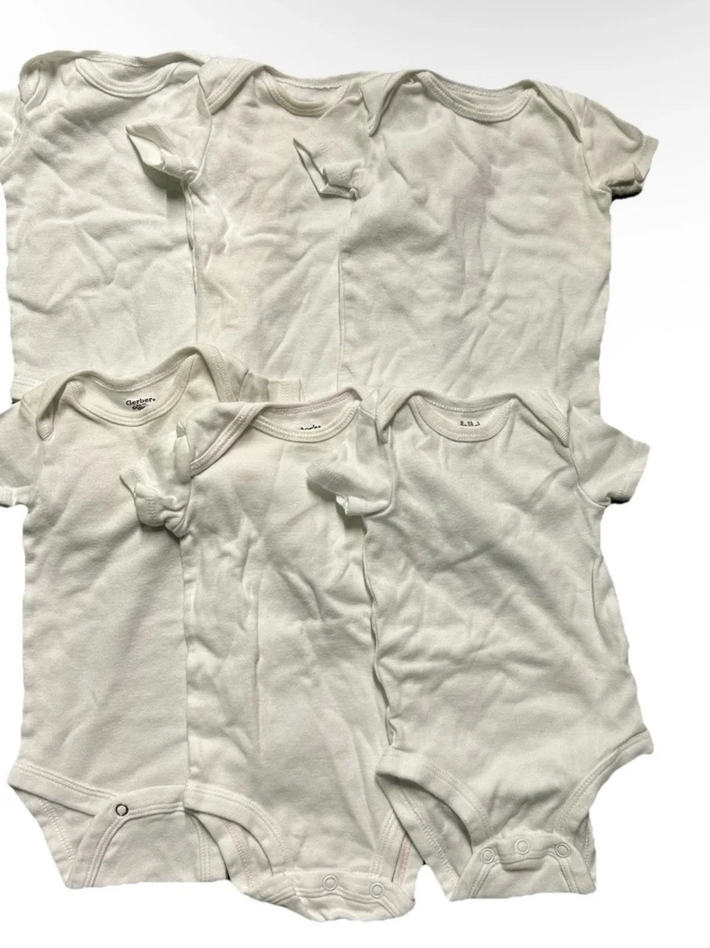 Baby White Short Sleeve Bodysuits Size 0-3 Months